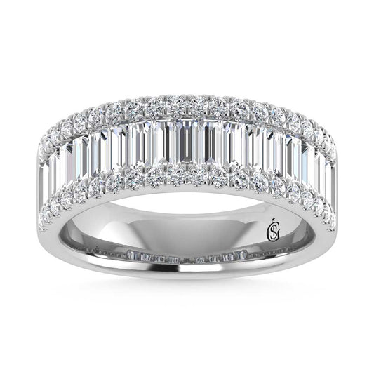 14K White Gold Round & Baguette Lab Grown Diamond 2 Ct.Tw. Wedding Band - LG1554W