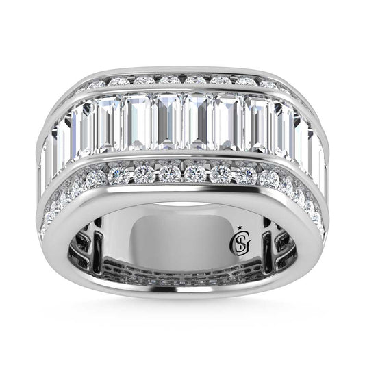 14K White Gold Lab Grown Diamond 4 3/4 Ct.Tw. Slim Baguette Mens Ring - Men's Ring