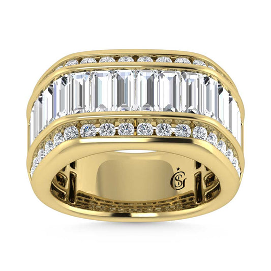 14K Yellow Gold Lab Grown Diamond 4 3/4 Ct.Tw. Slim Baguette Mens Ring - Men's Ring