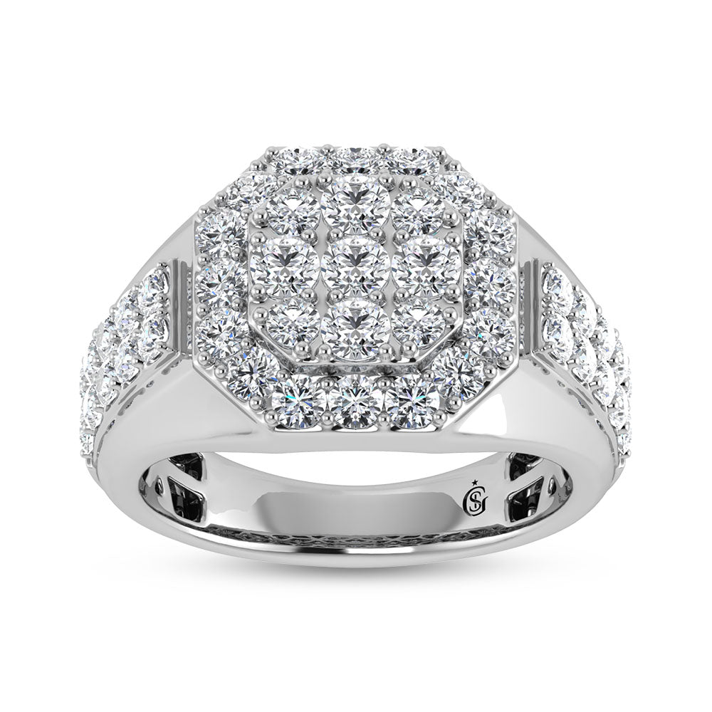 14K White Gold Lab Grown Diamond 2 1/2 Ct.Tw. Mens Ring - Men's Ring