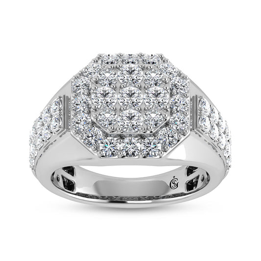 14K White Gold Lab Grown Diamond 2 1/2 Ct.Tw. Mens Ring - Men's Ring