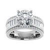 14K White Gold Lab Grown Diamond 4 1/3 Ct.Tw. Round and Baguette Shank Engagement Ring (Round Center) - LG1677W-RD-30