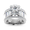 14K White Gold Lab Grown Diamond 8 1/6 Ct.Tw. Round and Baguette Shank Engagement Ring (Round Center) - LG1677W-RD-50