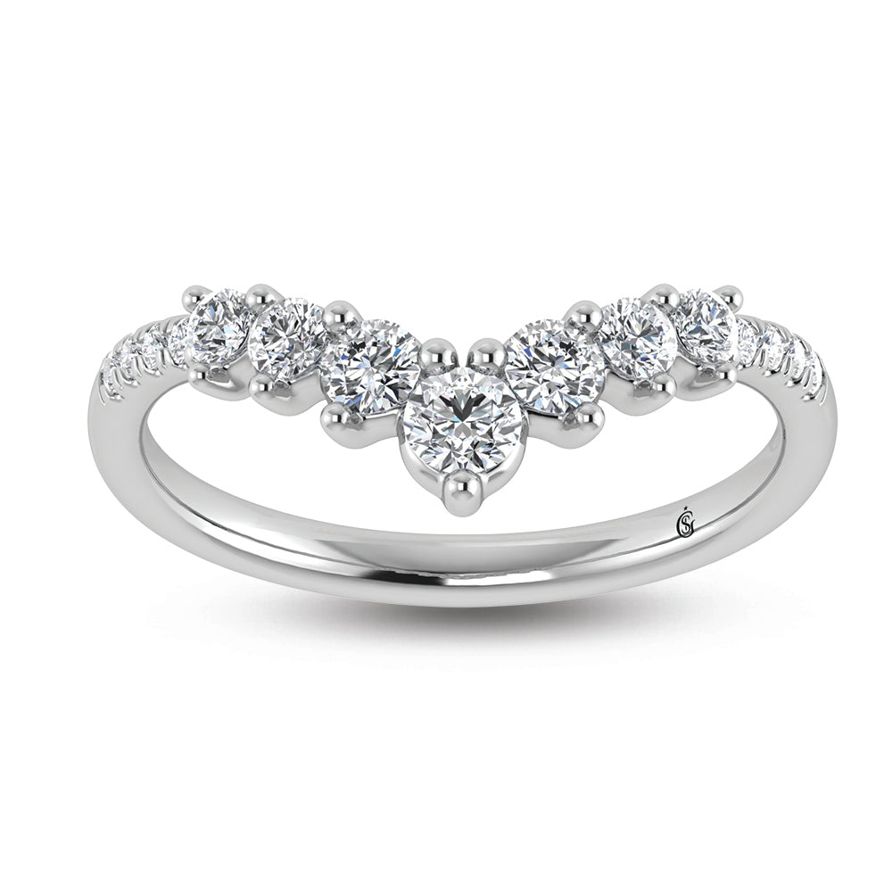 14K White Gold Lab Grown Diamond 3/8 Ct.Tw. Chevron Band - LG1681W
