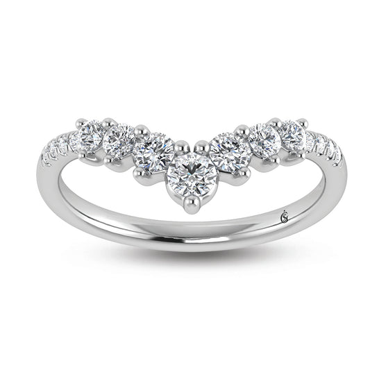 14K White Gold Lab Grown Diamond 3/8 Ct.Tw. Chevron Band - LG1681W