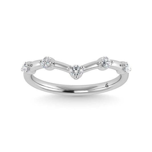 14K White Gold Lab Grown Diamond 1/6 Ct.Tw. Chevron Band - LG1684W
