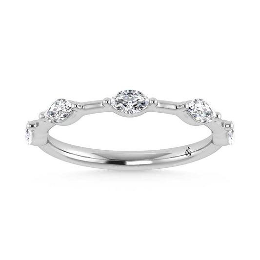 14K White Gold Lab Grown Diamond 1/3 Ct.Tw. Marquise Shape Stackable Band - LG1734W