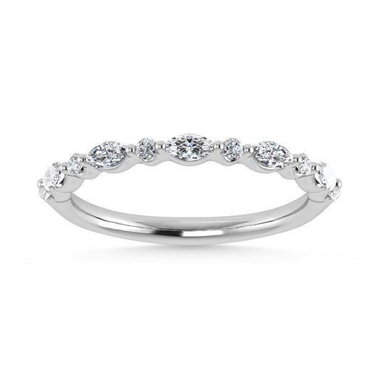 14K White Gold Lab Grown Diamond 1/4 Ct.Tw. Marquise and Round Stackable Band - LG1741W