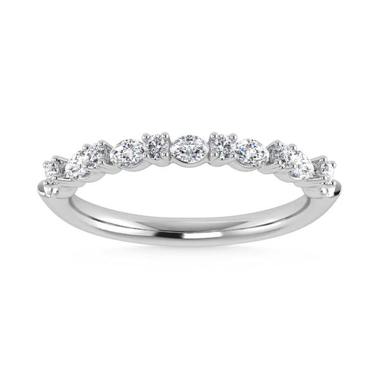 14K White Gold Lab Grown Diamond 5/8 Ct.Tw. Marquise and Round Stackable Band - LG1742W