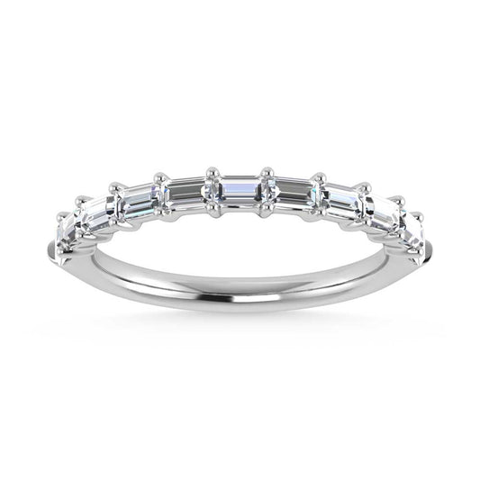 14K White Gold Lab Grown Diamond 1/3 Ct.Tw. Shared Prong Set Straight Baguette Stackable Band - LG1744W