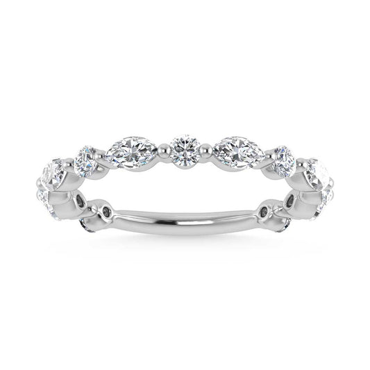 14K White Gold Lab Grown Diamond 1 Ct.Tw. Marquise and Round Stackable Band - LG1762W