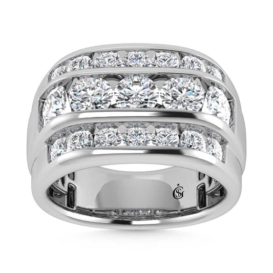 14K White Gold  4 1/10 Ct.Tw. Lab Grown Diamond Channel Set Mens Ring - Men's Ring