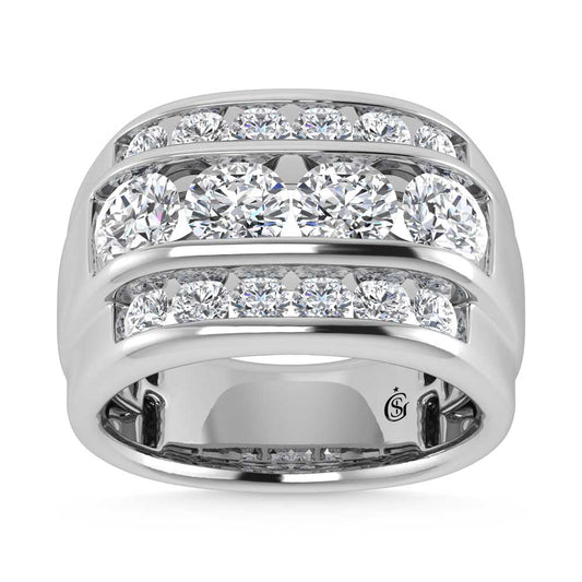 14K White Gold  5 Ct.Tw. Lab Grown Diamond Channel Set Mens Ring - Men's Ring