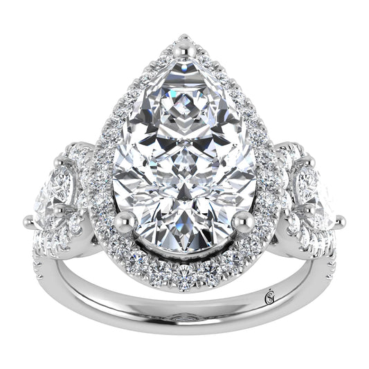 14K White Gold Lab Grown Diamond 5 1/4 Ct.Tw. Engagement Ring (Center Pear) - LG1787W-PE-40