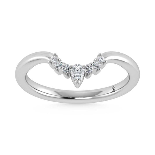 14K White Gold Lab Grown Diamond 1/10 Ct.Tw. Chevron Band - LG1796W