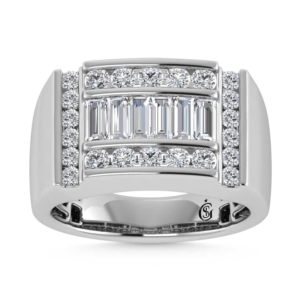 14K White Gold  1 5/8 Ct.Tw. Lab Grown Diamond Mens Ring - Men's Ring
