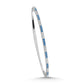 14K White Gold 1 Ct.Tw. Alternate 3 Blue and 3 White Labgrown Diamond Flexi Bangle