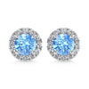 14K White Gold  3/4 Ct.Tw. White and Blue Lab Grown Diamond Stud Earrings