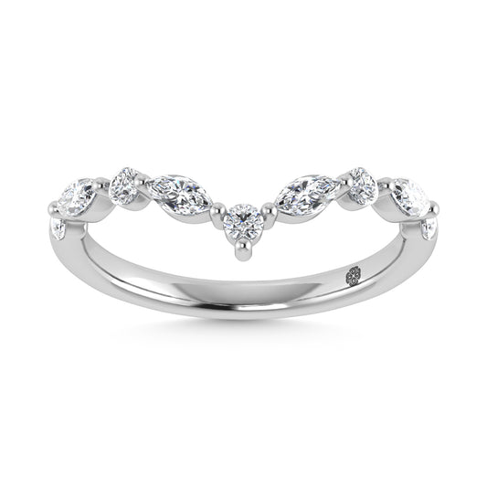 14K White Gold Lab Grown Diamond 1/2 Ct.Tw. Round and Marquse Chevron Band - LG1871W