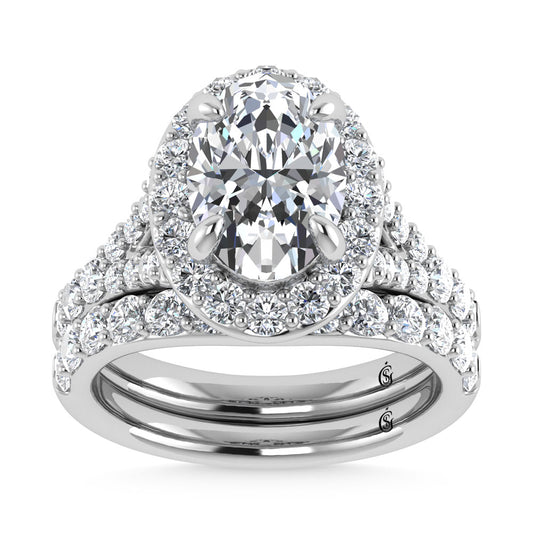 14K White Gold 4 7/8 Ct.Tw. Labgrown Diamond Bridal Ring (Center Oval) - LG1882W-OV-30