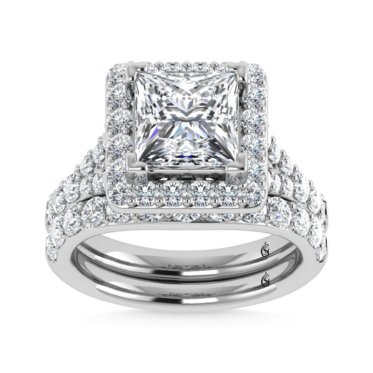 14K White Gold 4 7/8 Ct.Tw. Labgrown Diamond Bridal Ring (Center Princess) - LG1882W-PR-30