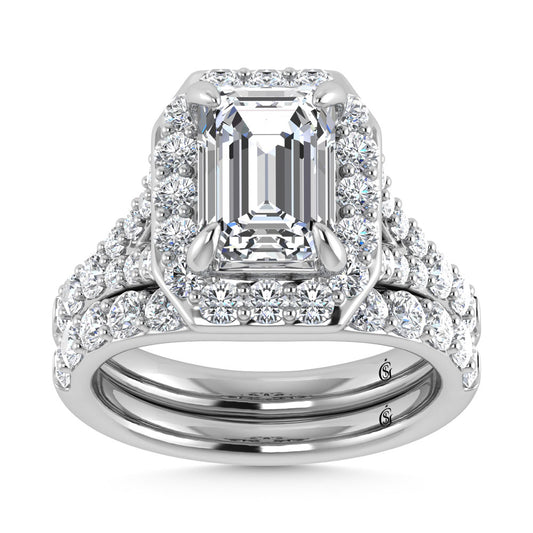 14K White Gold 4 7/8 Ct.Tw. Labgrown Diamond Bridal Ring (Center Radiant) - LG1882W-RA-30