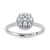 10K White Gold 1 1/4 Ct.Tw. Labgrown Diamond Halo Engagement Ring ( Center 1 CT) - LG1913W-RD-10