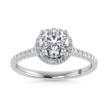 10K White Gold 1 1/4 Ct.Tw. Labgrown Diamond Halo Engagement Ring ( Center 1 CT) - LG1913W-RD-10