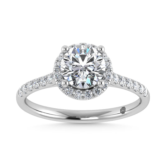 10K White Gold 1 1/4 Ct.Tw. Labgrown Diamond Halo Engagement Ring ( Center 1 CT) - LG1913W-RD-10