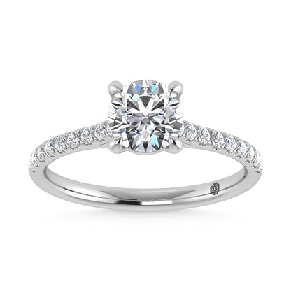 10K White Gold 1 1/4 Ct.Tw. Labgrown Diamond Halo Engagement Ring ( Center 1 CT) - LG1914W-RD-10