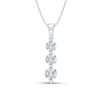 14K White Gold Lab Grown Diamond 1 Ct.Tw. Three Stone Pendant