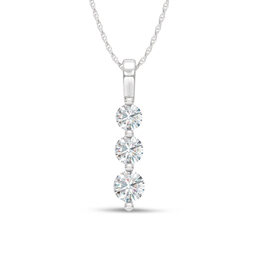 14K White Gold Lab Grown Diamond 1 Ct.Tw. Three Stone Pendant