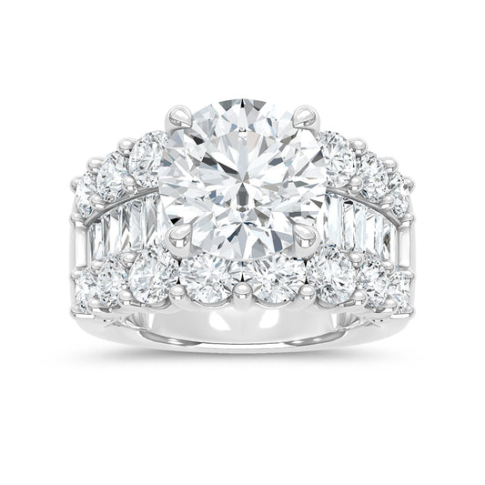 14K White Gold Lab Grown Diamond 8 3/4 Ct.Tw. Engagement Ring (Round 5ct Center) - LG1950W-RD-50