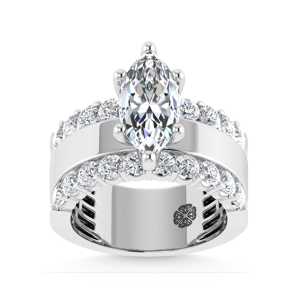 14K White Gold 3 1/2 Ct.Tw. Labgrown Diamond Marquise Shape Engagement Ring (IGI CERTIFIED CENTER) - LG1973W-MQ-20