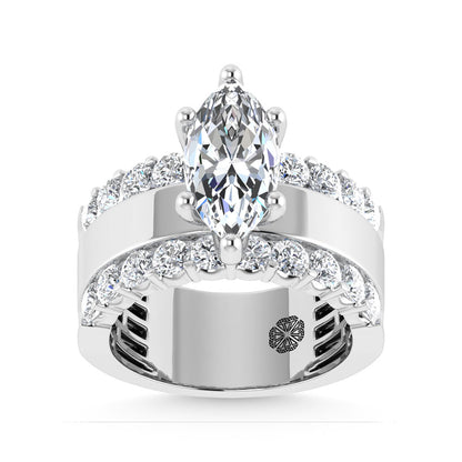 14K White Gold 3 1/2 Ct.Tw. Labgrown Diamond Marquise Shape Engagement Ring (IGI CERTIFIED CENTER) - LG1973W-MQ-20
