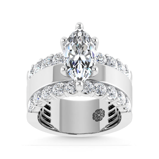 14K White Gold 3 1/2 Ct.Tw. Labgrown Diamond Marquise Shape Engagement Ring (IGI CERTIFIED CENTER) - LG1973W-MQ-20