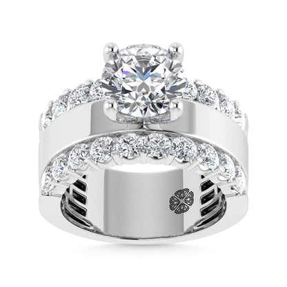14K White Gold 3 1/2 Ct.Tw. Labgrown Diamond Round Shape Engagement Ring (IGI CERTIFIED CENTER) - LG1973W-RD-20