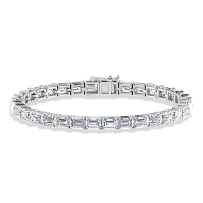14K White Gold 12 Ct.Tw. Emerald Horizontal Shape Labgrown Diamond Tennis Bracelet