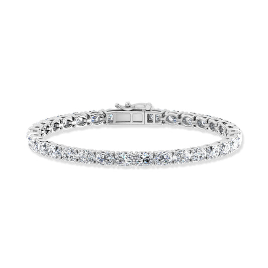14K White Gold 8 Ct.Tw. Oval Horizontal Shape Labgrown Diamond Tennis Bracelet