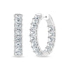 14K White Gold 3 Ct.Tw. Labgrown Diamond Horizontal Radiant Shape In and Our Hoop Earrings