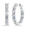 14K White Gold 6 Ct.Tw. Labgrown Diamond Vertical Emerald Shape In and Our Hoop Earrings