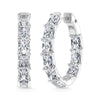 14K White Gold Lab Grown Diamond 5 Ct.Tw. Horizontal Radiant Shape In and Out Hoop Earrings
