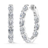 14K White Gold 7 Ct.Tw. Labgrown Diamond Vertical Oval Shape In and Our Hoop Earrings