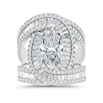 14K White Gold Lab Grown Diamond 4 Ct.Tw. Engagement Ring (Center 2ct Oval) - LG2038W-MQ-20