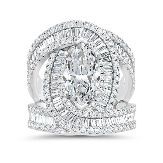 14K White Gold Lab Grown Diamond 4 Ct.Tw. Engagement Ring (Center 2ct Oval) - LG2038W-MQ-20