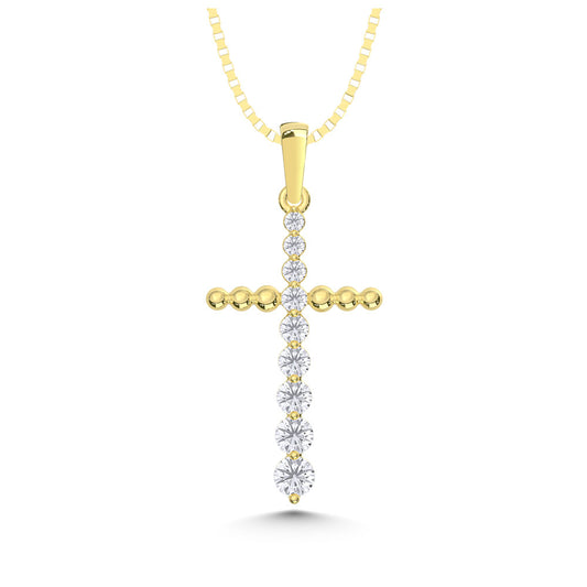 10K Yellow Gold Lab Grown Diamond 1/3 Ct.Tw. Cross Pendant - LG2050Y