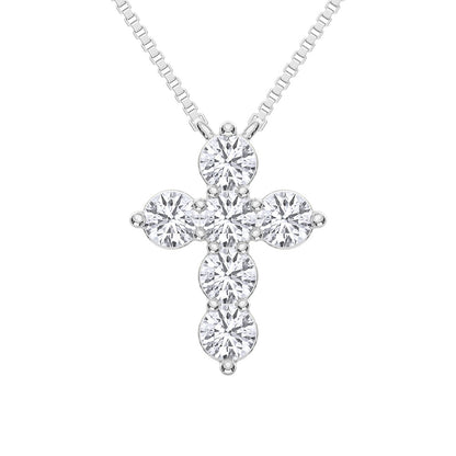 10K White Gold Lab Grown Diamond 1/2 Ct.Tw. Cross Pendant