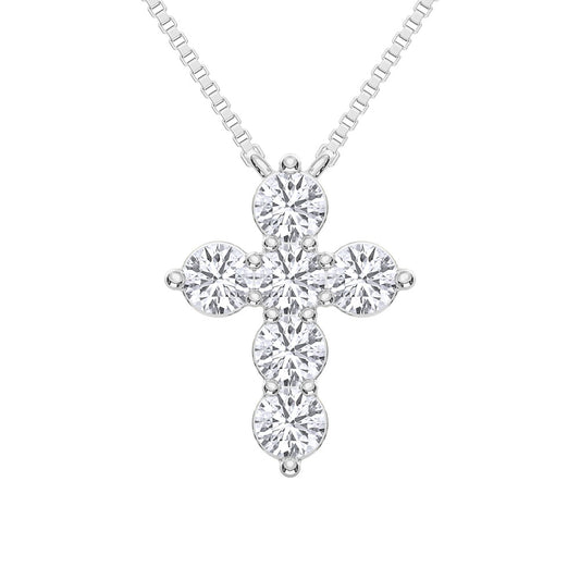 10K White Gold Lab Grown Diamond 1/2 Ct.Tw. Cross Pendant