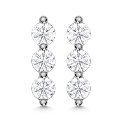 10K White Gold Lab Grown Diamond 1/6 Ct.Tw. Three Stone Earrings