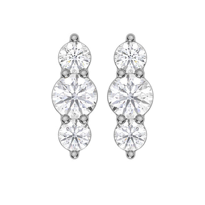 10K White Gold Lab Grown Diamond 1/5 Ct.Tw. Three Stone Earrings